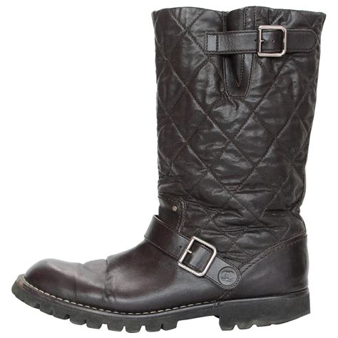 chanel quilted biker boots